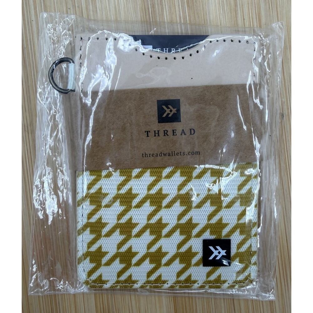 Thread Wallet Small Houndstooth RFID Leather Card Cash Mini Slim Minimal Wallet